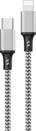 Kabel USB ForCell kabel Encore Energy USB-C Lightning 3A przewód QC PD 27W do ładowania i transferu danych 300 cm braided czarno-biały EE118-CL