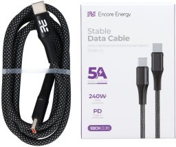 Kabel USB ForCell kabel Encore Energy USB-C x2 5A przewód QC PD 240W do ładowania i transferu danych 100 cm braided szary EE160-CC