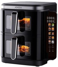 Frytkownica beztłuszczowa Jocca Podwójna frytkownica na gorące powietrze z okienkami i z kolorowym wyświetlaczem 2496 11L czarna