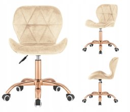 Krzesło obrotowe VASTO OFFICE VELVET BEIGE ROSE GOLD