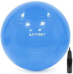 Piłka 75 cm do ćwiczeń pilates, rehabilitacyjnych, stretchingu z pompką, niebieska UNIWERSALNY