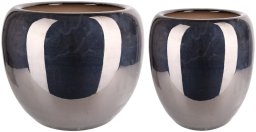 Zestaw 2 szt Donica ceramiczna szkliwiona SORIA czarny metalik