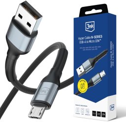 Kabel USB 3MK USB-A - microUSB 3 m Czarno-szary