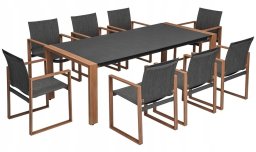 Zestaw Mebli Ogrodowych Jadalnianych DUISBURG dla 8 Osób Stół i 8 Foteli ANTRACYT / BRĄZOWY