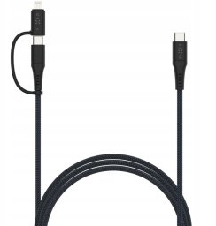 Kabel USB Fixed USB-C - USB-C + Lightning 2 m Czarny (FIXDB-CCL2-GR)
