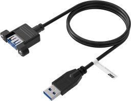 Kabel USB EFB USB3.0 Przedłużacz A-A, gniazdo montażowe, 0.5m, czarny, Klasa