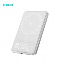 BWOO P79 ultracienki powerbank 5000mAh z ładowaniem magnetycznym jasno szary