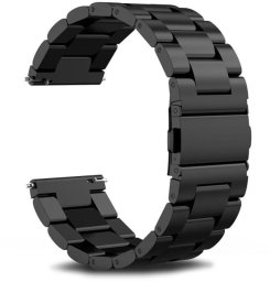 Pasek ze stali nierdzewnej do zegarka / smartwatch 22mm, BLACK / CZARNY