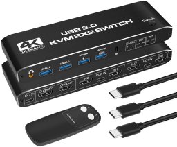 Przełącznik KVM switch 2xHDMI, 4xUSB 3.0 Audio