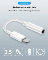 Adapter AV Riff Lightning do 3.5mm audio gniazd adapter (A1749 / MMX62ZM/A analogs) OEM/ biały 6993124567396