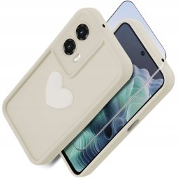 krainaGSM Etui do Motorola Moto G35 5G silikonowe MATOWE serce + Szkło na ekran