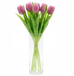 Saska Garden BUKIET 7 TULIPANÓW JASNO FIOLETOWYCH 31CM JAK ŻYWYCH DEKORACJA WIOSENNA