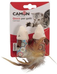 Camon Camon Cat Toy zabawka dla kota myszki w kwiaty z piórami 2 szt