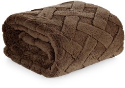 Design 91 Koc mikroflano CARO 200x220 ciemnobrązowy jodełka