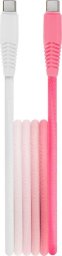 Kabel USB Setty USB-C - USB-C 1.5 m Różowo-biały (GSM187254)