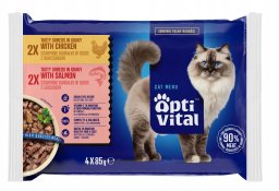 Crave OptiVital saszetki - pełnoporcjowa karma dla dorosłych kotów. Z kurczakiem i łososiem 4x85g