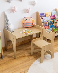 OBUBU Zestaw biurko z krzesełkiem rosnące razem z dzieckiem dąb