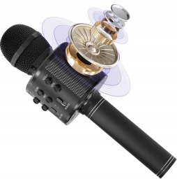 Mikrofon Maxy Mikrofon karaoke z głośnikiem podświetlenie RGB czarny