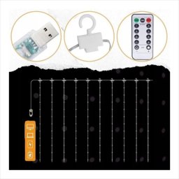 ExtraLink Extralink | Kurtyna świetlna LED | zimne, 3x3m, 300x LED, lampki choinkowe, świąteczne, girlanda, 5V USB