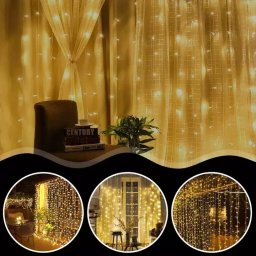 ExtraLink Extralink | Kurtyna świetlna LED | 3x3m, 300x LED, biały ciepły, sople wewnętrzne, girlanda