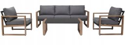 kontrast Zestaw Mebli Ogrodowych DUISBURG Sofa Fotel Stolik ANTRACYT / BRĄZOWY