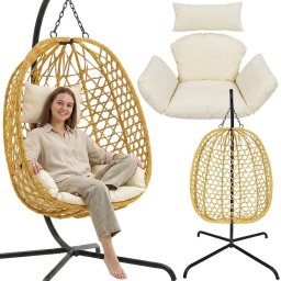 ProGarden Fotel wiszący Kokon ze stelażem 195CM brązowy 120KG (852227)