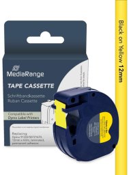 MediaRange Taśma drukarska. Komp. Dymo 12mmx4m czarny/żółty