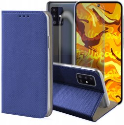 Hello Case Etui z Klapką Do Samsung Galaxy A51 5G (Granatowe, Magnetyczne) Szkło