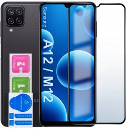 krainaGSM SZKŁO HARTOWANE do Samsung A12 | M12 PEŁNE NA CAŁY EKRAN 5D 9H
