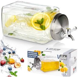 MPLCo SŁÓJ SZKLANY 3,3l DO NAPOJÓW Z KRANIKIEM PŁASKI DO LODÓWKI 139837