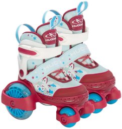 Hudora HUDORA My First Quad LED roller skates, size 26-29, red/light blue, with LED lighting