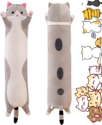 Pan i Pani Gadżet Maskotka dla dziecka długi kotek pluszak przytulanka XXL 50CM SZARY