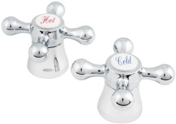 Hydroland Pokrętło chromowane Retro z wkładką mosiężną (PT-RT-M0): HOT woda gorąca