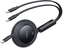 Baseus Kabel przewód zwijany 2w1 USB-C 100W 1.2m - czarny Kabel przewód zwijany 2w1 USB-C 100W 1.2m - czarny