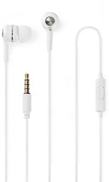 Słuchawki Eko-Light Słuchawki przewodowe z wtykiem 3,5 mm i wbudowanym mikrofonem białego koloru