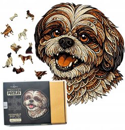 Mruu&Pruu Puzzle Drewniane Shih Tzu Uroczy Piesek 400 el. 3 mm Układanka drewniana