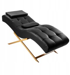 Activeshop Fotel zabiegowy do rzęs Sillon Alba czarny ze złotą podstawą