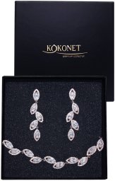KOKONET Komplet biżuterii kolczyki BRANSOLETKA boho glam liście ażurowe lekkie