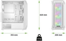 Obudowa Evolveo EVOLVEO Xenon, obudowa ATX, 4x ARGB ventilátor 120mm, przedni panel airflow mesh, biała