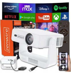 Projektor Zenwire Mini Projektor Przenośny Rzutnik Android 14 WiFi 360 Full HD 4K do Telefonu Zenwire IMC260
