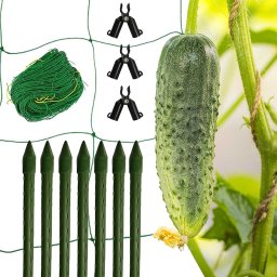 GardenPlus Podpora z siatką na pomidory - Stelaż ogrodowy na pnącza 16mm 1,5x2,6m