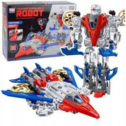 LeanToys Robot Myśliwiec Bojowy 2w1 Światła Dźwięki Czerwono-Niebieski 29 el.