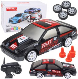 LeanToys Samochód Do Driftu Zdalnie Sterowany RC Coupe Wymienne Koła Czarny 1:24