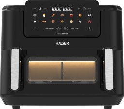 Frytkownica beztłuszczowa Haeger AF-D10.010B Super Cook Urządzenie do gotowania na gorącym powietrzu 10L ( 2 x 5L ) 2600W AF-D10.010B (5608475042621)