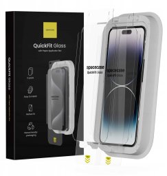 SpaceCase 2x Szkło hartowane z aplikatorem SPACECASE QuickFit Glass do iPhone 14 Pro Max