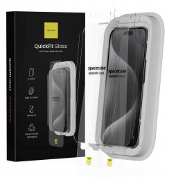 SpaceCase 2x Szkło hartowane z aplikatorem SPACECASE QuickFit Glass do IPhone 15 Pro Max