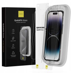 SpaceCase 2x Szkło hartowane z aplikatorem SPACECASE QuickFit Glass do iPhone 14 Pro