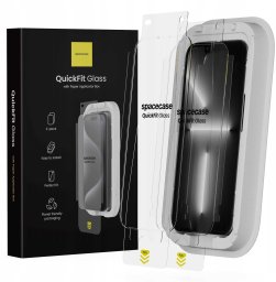 SpaceCase 2x Szkło hartowane z aplikatorem SPACECASE QuickFit Glass do iPhone 13/13 Pro/14/SE4 (2025)