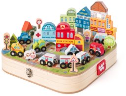 Woodyland WOODYLAND Drewniana walizka miasto i kolej. 92143 21430