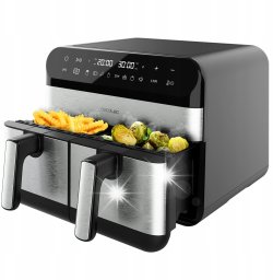 Frytkownica beztłuszczowa Cecotec Frytkownica beztłuszczowa frytownica Cecofry Advance 9000 Inox dwie komory